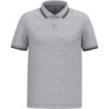 Polo homme manches courtes à liserés contrastés Oxford grey et noir