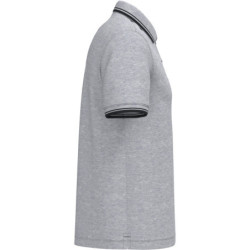 Polo homme manches courtes à liserés contrastés Oxford grey et noir