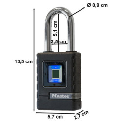 Cadenas de sécurité biométrique étanche à empreinte digitale - Master Lock - Noir