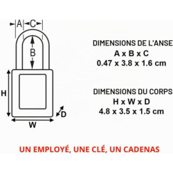 Cadenas de consignation Zenex anse composite largeur 35 mm couleur rouge