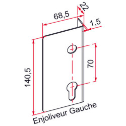 Enjoliveur simple noir pour montage en applique gauche Tirard