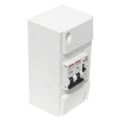 Coffret pré équipé pour chauffe-eau 1 rangée DIN contacteur jour-nuit + 2 disjoncteurs 20A