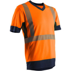 T-shirt haute visibilité Coverguard Komo manches courtes orange et bleu marine XXL