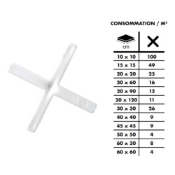 Croisillons pour carrelage longs pleins Edilis 1.5mm Sachet de 300
