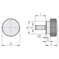 Bouton Elesa Noir Duroplast Rond M4 x 16 Tige filetée 15 mm à la pièce