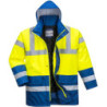 Parka haute visibilité Traffic polyester doublure fixe jaune fluo bleu royal XL