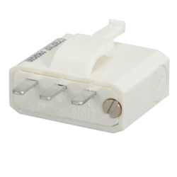 Fiche DCL Debflex - Connexion à vis - 2 pôles + terre - 3,5 x 3 x 2 mm - Polypropylène - Blanc