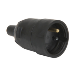Fiche femelle 2 Phases + Terre 16A douille diamètre 4.8 mm avec éclipse caoutchouc noir