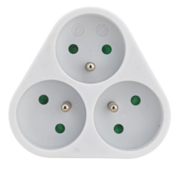 Adaptateur multiprises façade triangle 3 x 2 pôles + Terre 16A