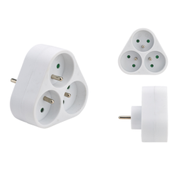 Adaptateur multiprises façade triangle 3 x 2 pôles + Terre 16A