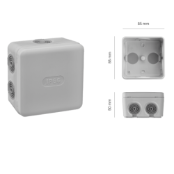 Boîte de dérivation à membrane carrée IP66 - 85 x 85 x 50 mm - 8 entrées - Polypropylène gris
