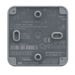 Interrupteur va et vient pose en saillie étanche IP65 10A - 250V - couleur gris mat