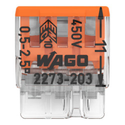 Borne boîte dérivation Compact 2273 Wago conducteurs rigides 0.5 à 2.5mm²