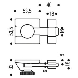 Targette à fléau chromé 53.5 x 53.5 mm