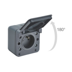 Prise de courant 2P+T 16A Cyklone anthracite IP55