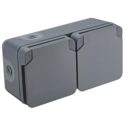 Double prise perle 2P+T 16A gris IP55