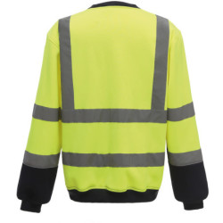 Sweat-shirt haute visibilité Yoko col rond jaune et bleu marine