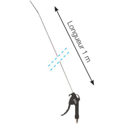Soufflette progressive à bec long coudé de 1 mètre débit 10 m3/h 170 l/min