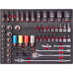 Servante d'atelier 7 tiroirs équipée rouge 337 outils 78cm MILWAUKEE