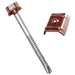 Fixations bacs acier sur charpente acier Zacrovis + Cavalier 6.3 x 75 mm Brun Rouge RAL8012