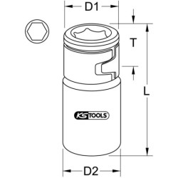Douille porte-embouts 1/4 KS Tools Ultimate avec anneau de serrage