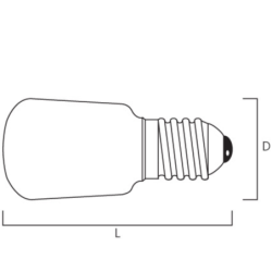 Ampoule de four à incandescence Pigmy 15W 22mm 240V E14 Blanc chaud 90lm - Sylvania
