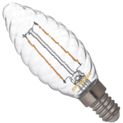 Ampoule LED flamme torsadée Sylvania Retro à filaments 2,5W 250lm E14 2700K Blanc chaud