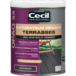 Saturateur opaque pour terrasse bois OPAQ SX Cecil Professionnel mat