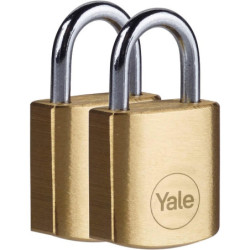 Cadenas s'entrouvrant Yale laiton 20 mm anse acier 3 clés - lot de 2