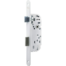Serrure à encastrer pêne dormant et demi-tour réversible Yale blanche axe 40 mm avec gâche