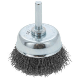 Brosse coupelle souple sur tige 6 mm - Osborn - Diamètre 75 mm - Fil ondulé d'acier