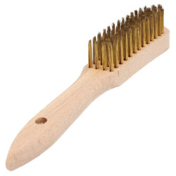 Brosse à main manche bois Lg.295 x 4 rgs x acier laitonné droit 0,30