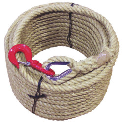 Corde à poulie en chanvre avec crochet de sécurité