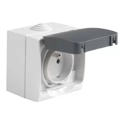 Prise de courant 2p+t 10/16a perle gris ip54