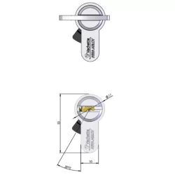 Cylindre simple européen Vachette Velix nickelé avec 5 clés - 30 x 10 mm