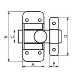 Verrou targette pour meuble - acier zingué - pêne plat 40 mm