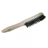 Brosse à main manche bois Lg.295 x 4 rgs x acier laitonné droit 0,30