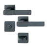 Ensemble sur rosace Toulon Hoppe Alu finition noir mat pour porte 37 - 47 mm