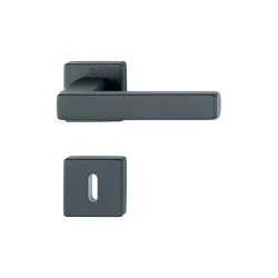 Ensemble sur rosace Toulon Hoppe Alu finition noir mat pour porte 37 - 47 mm