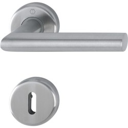 Ensemble sur rosace Utrecht Hoppe Inox finition mat pour porte de 38 - 42 mm