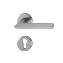 Ensemble sur rosace Stockholm Hoppe alu aspect inox carré 7 mm