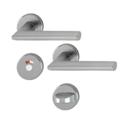 Ensemble sur rosace Stockholm Hoppe alu aspect inox carré 7 mm