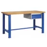 Etabli S-PRO 1.50m avec 2 pieds et 1 tiroir suspendu - RAL 5010 + 7035