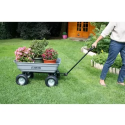 Chariot de jardin Haemmerlin 4x4 Garden 75 litres gris roues gonflées charge max 150 kg