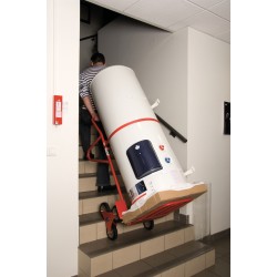 Diable spécial escalier KsTools avec bavette repliable et roues pleines Charge 250 kg