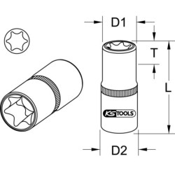 Rail de 7 douilles KS Tools Torx 1/4 femelle de 4 à 11 mm