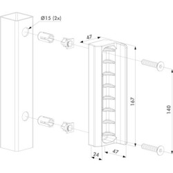 Gâche polyamide Locinox pour portillon de jardin profil carré noir RAL 9005