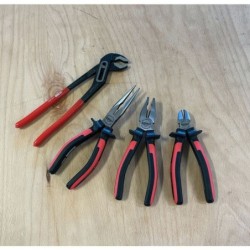 Jeu de 4 pince ergotorque : universelle, coupante, à bec demi-rond, multiprise