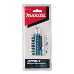 Lot de 7 embouts de vissage Impact Black 25mm Makita avec porte-embout magnétique et mousqueton