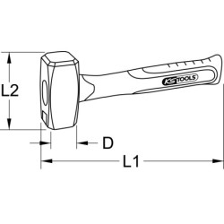Massette Kstools manche collé tri-matière tête 40 x 40 mm 1000g